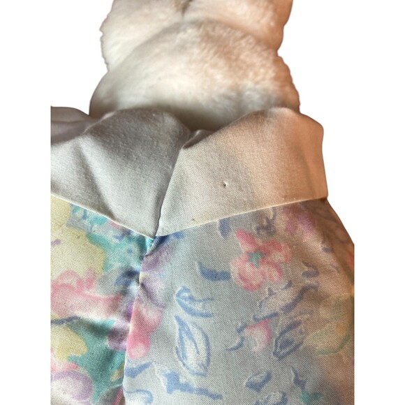 Vintage Bunny Rabbit White Plush Stuffed Animal Flower Sleeper Puffy Easter Gift - Picture 6 of 6